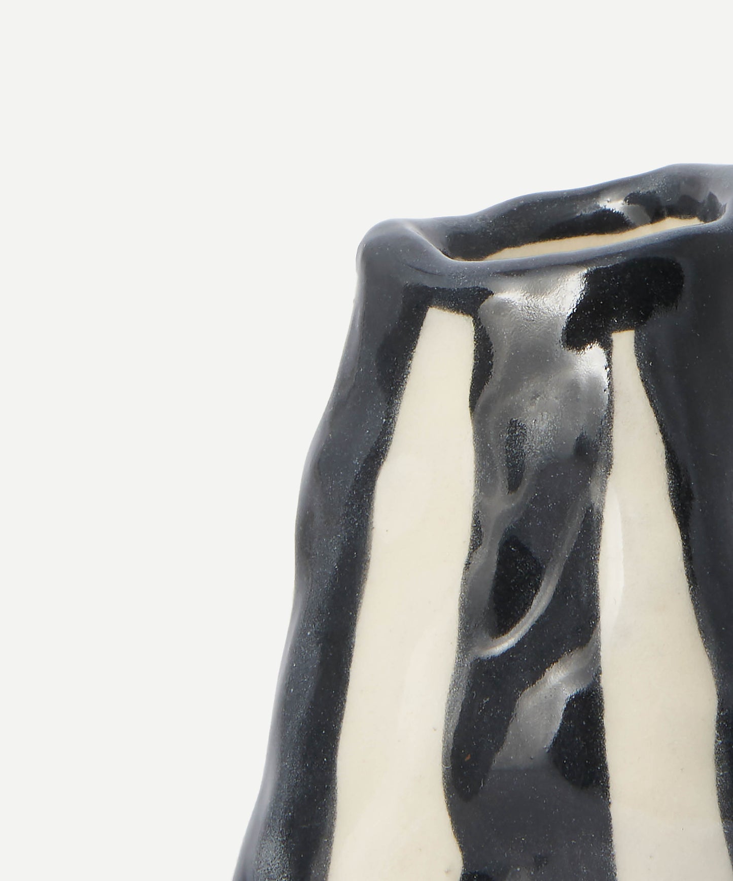 Jet Black Candy Stripe Candle Holder