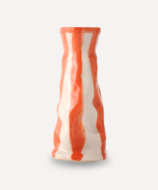 Flame Orange Candy Stripe Vase