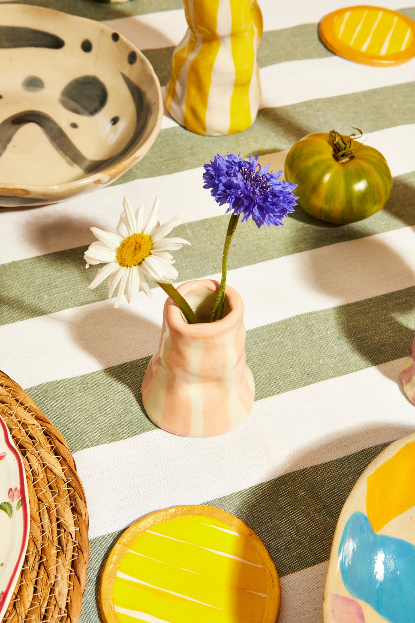 Blush Candy Stripe Candle Holder