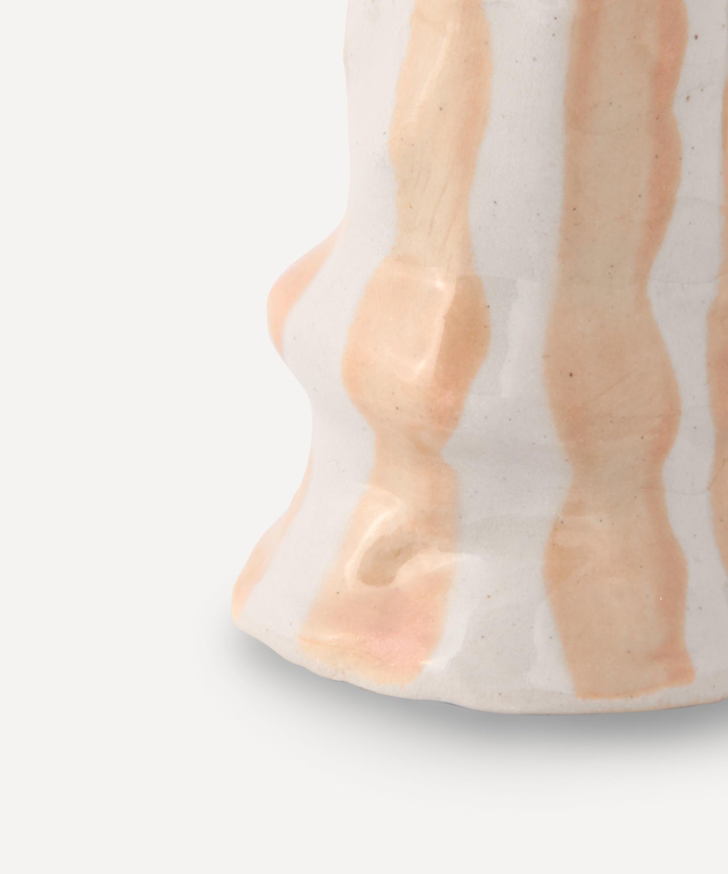 Ivory Beige Candy Stripe Candle Holder