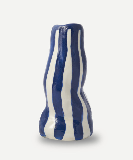 Navy Candy Stripe Vase