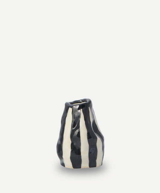 Jet Black Candy Stripe Candle Holder