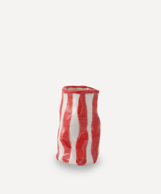 Bright Red Candy Stripe Candle Holder