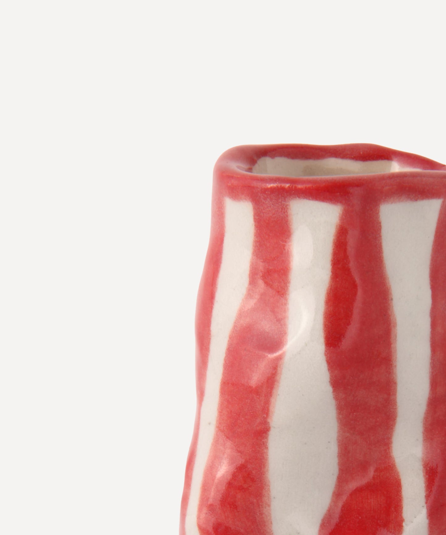 Bright Red Candy Stripe Candle Holder