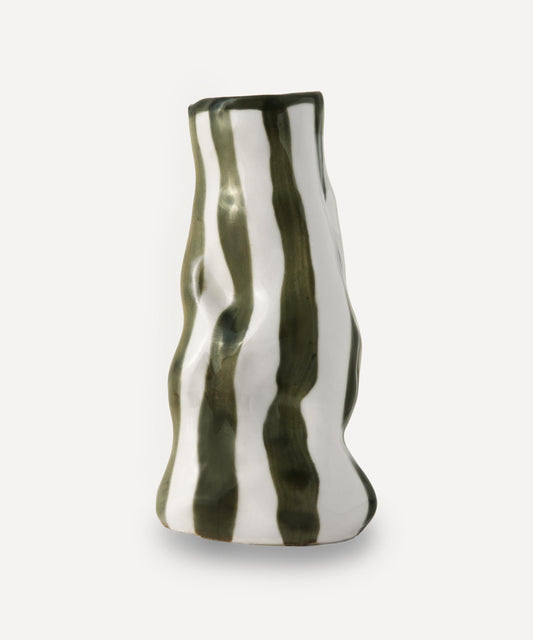 Dark forest green candy stripe vase