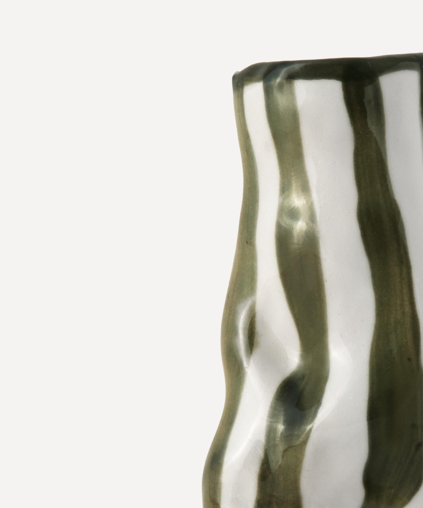 Dark forest green candy stripe vase