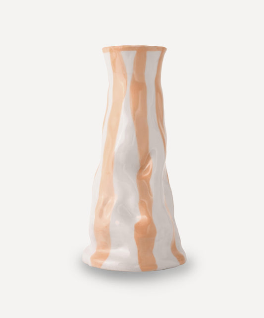 Ivory beige candy stripe vase