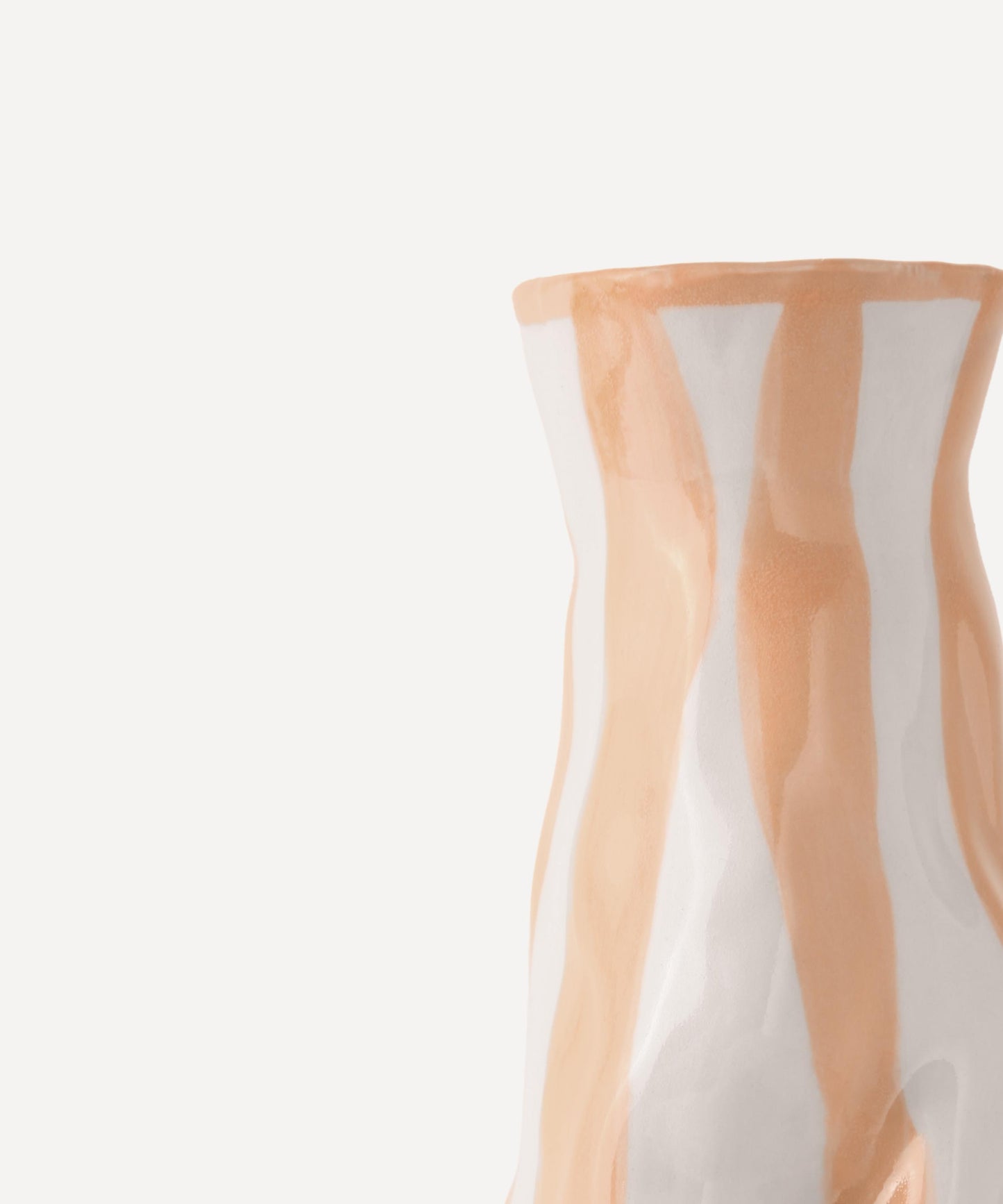 Ivory beige candy stripe vase