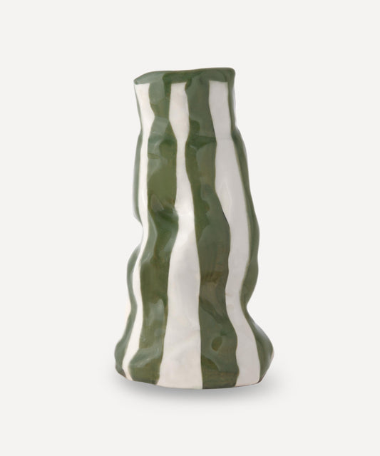Light green candy stripe vase