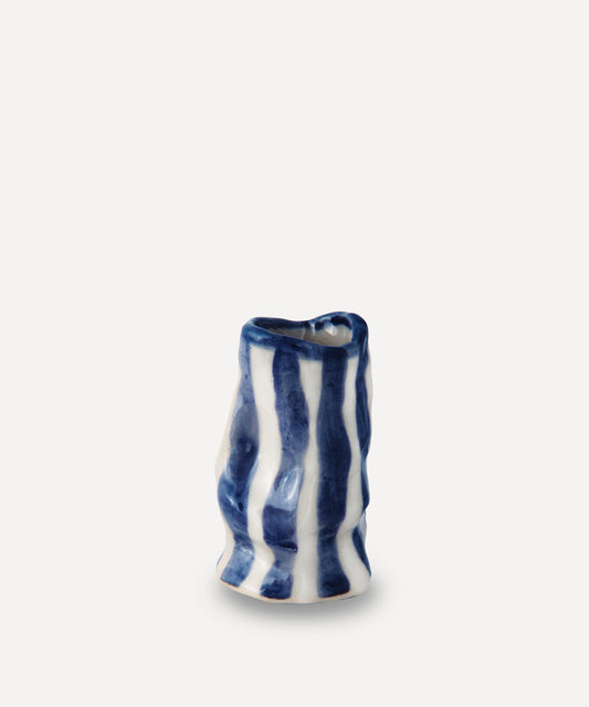 Navy Candy Stripe Candle Holder