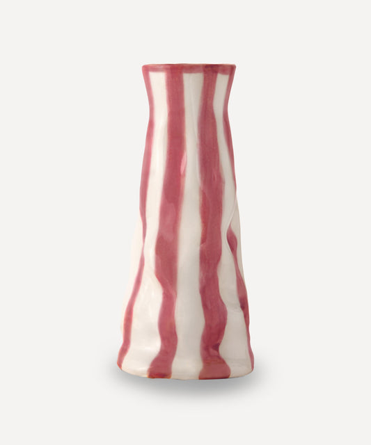 Ruby candy stripe vase