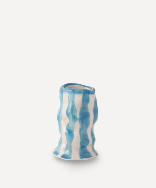 Turquoise Candy Stripe Candle Holder