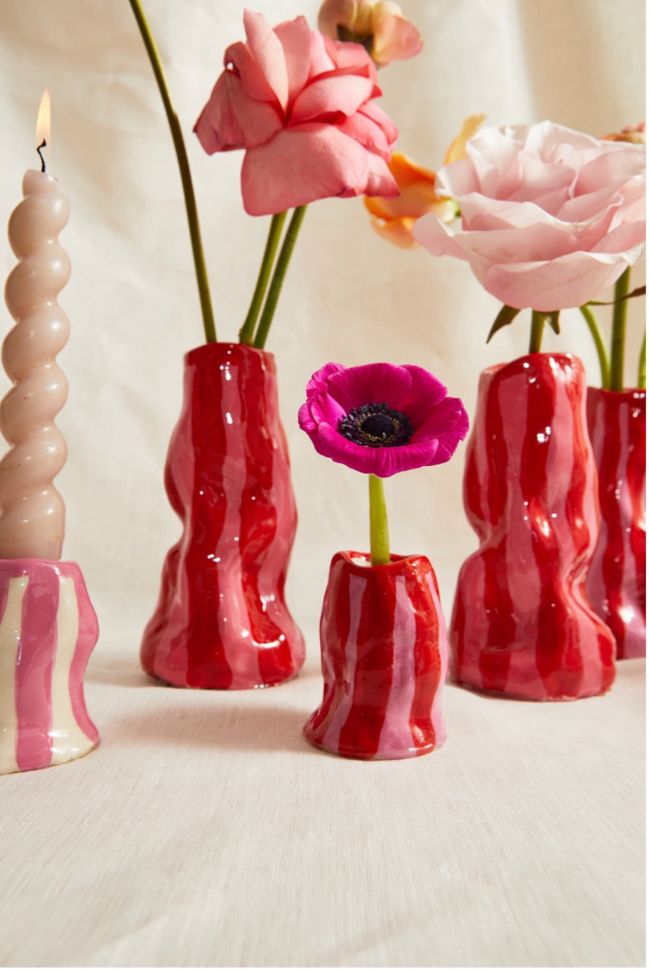 Valentine’s Candy Stripe Candle Holder