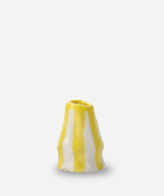 Bright Yellow Candy Stripe Candle Holder