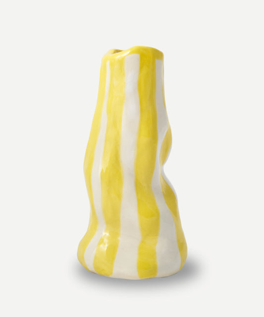 Bright Yellow Candy Stripe Vase